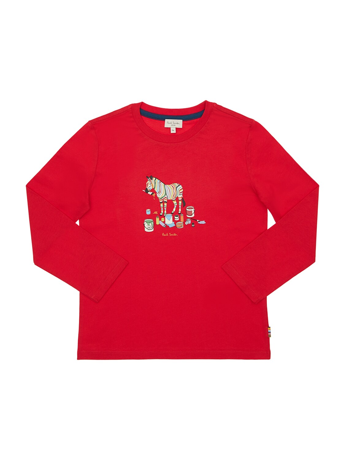 Paul Smith Junior Kids' Zebra Print Cotton Jersey T-shirt In Red