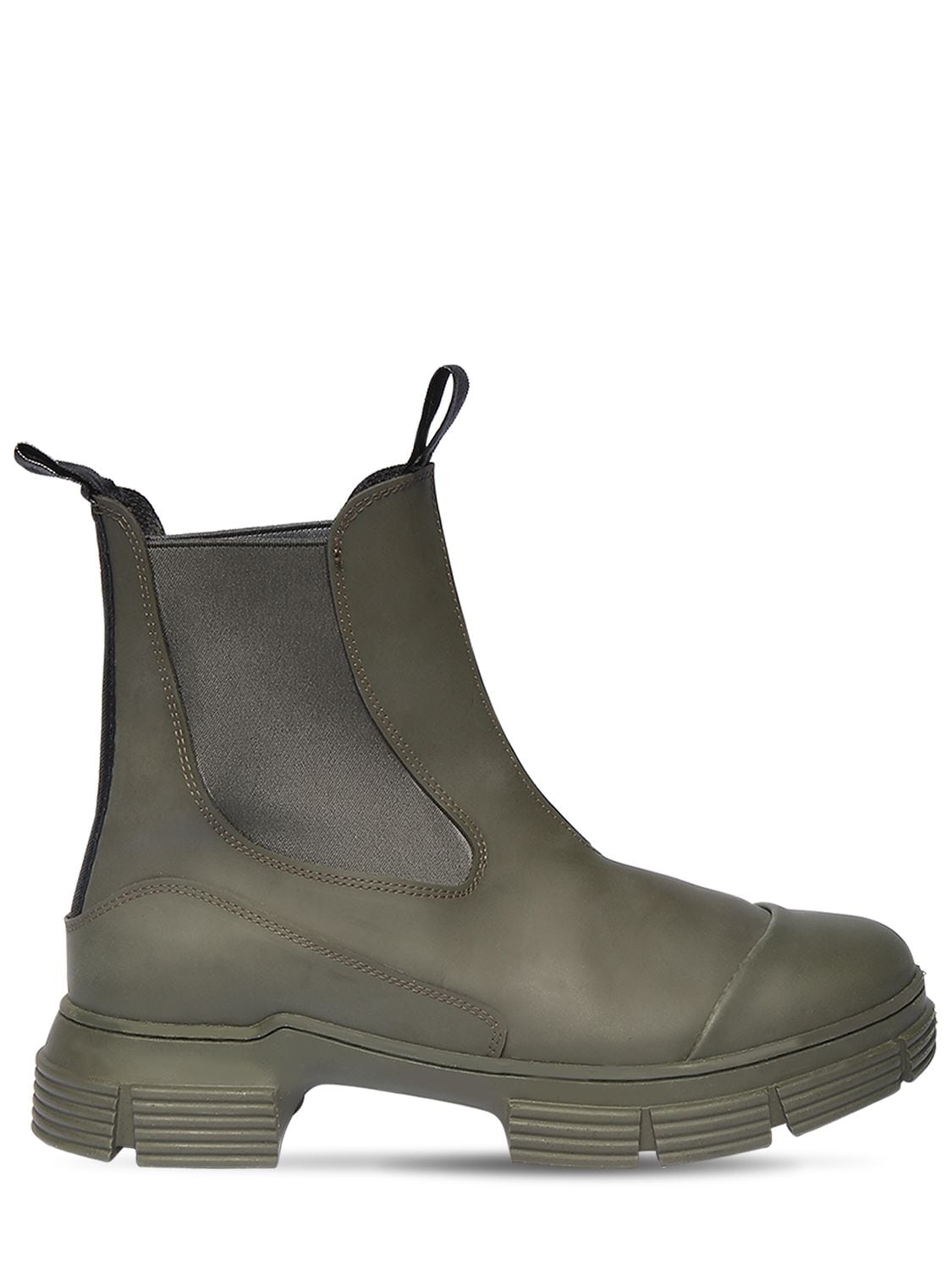 Ganni 45mmm Ankle Rubber Rain Boots In Military Green