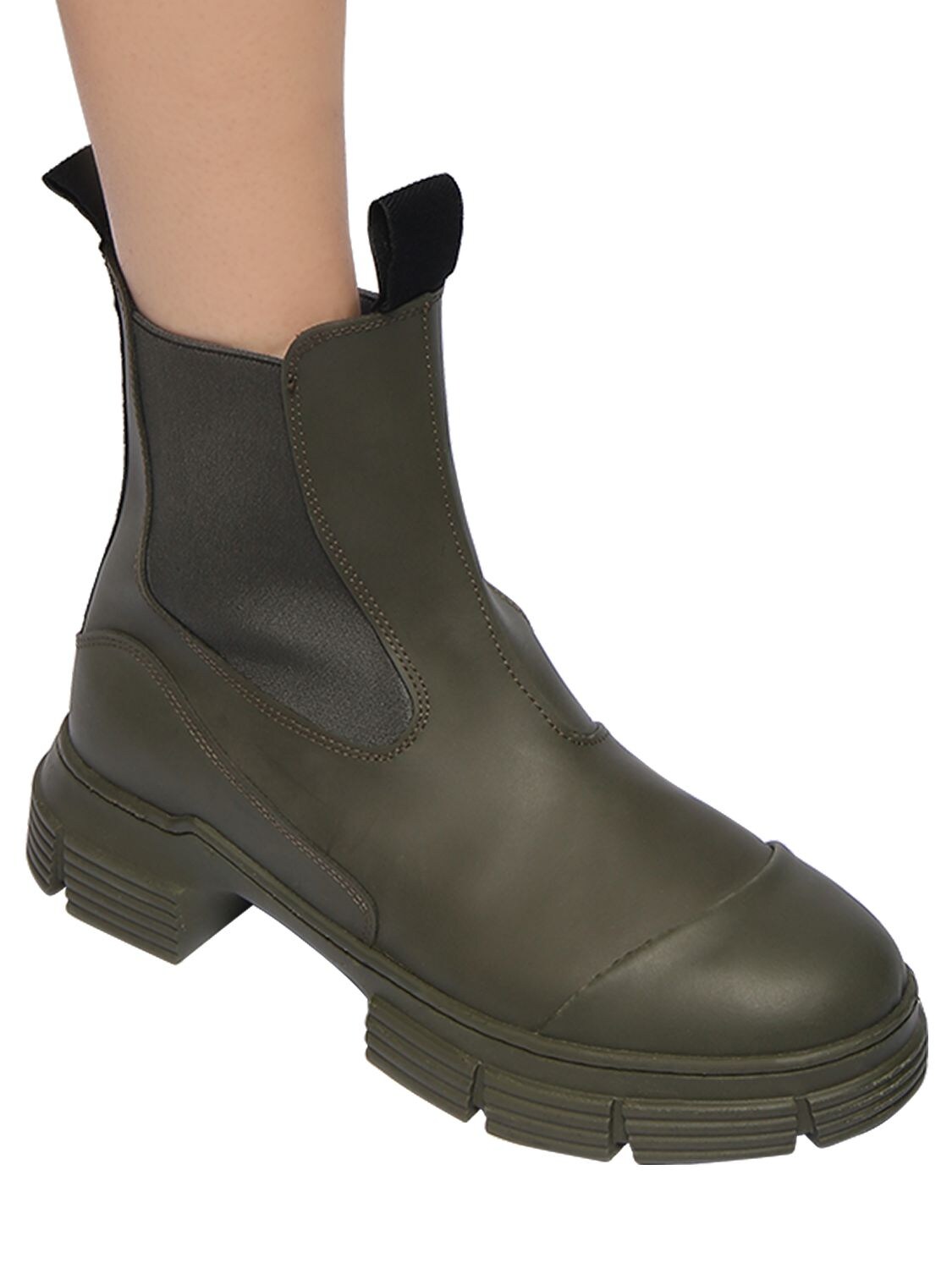 ganni green chelsea boots
