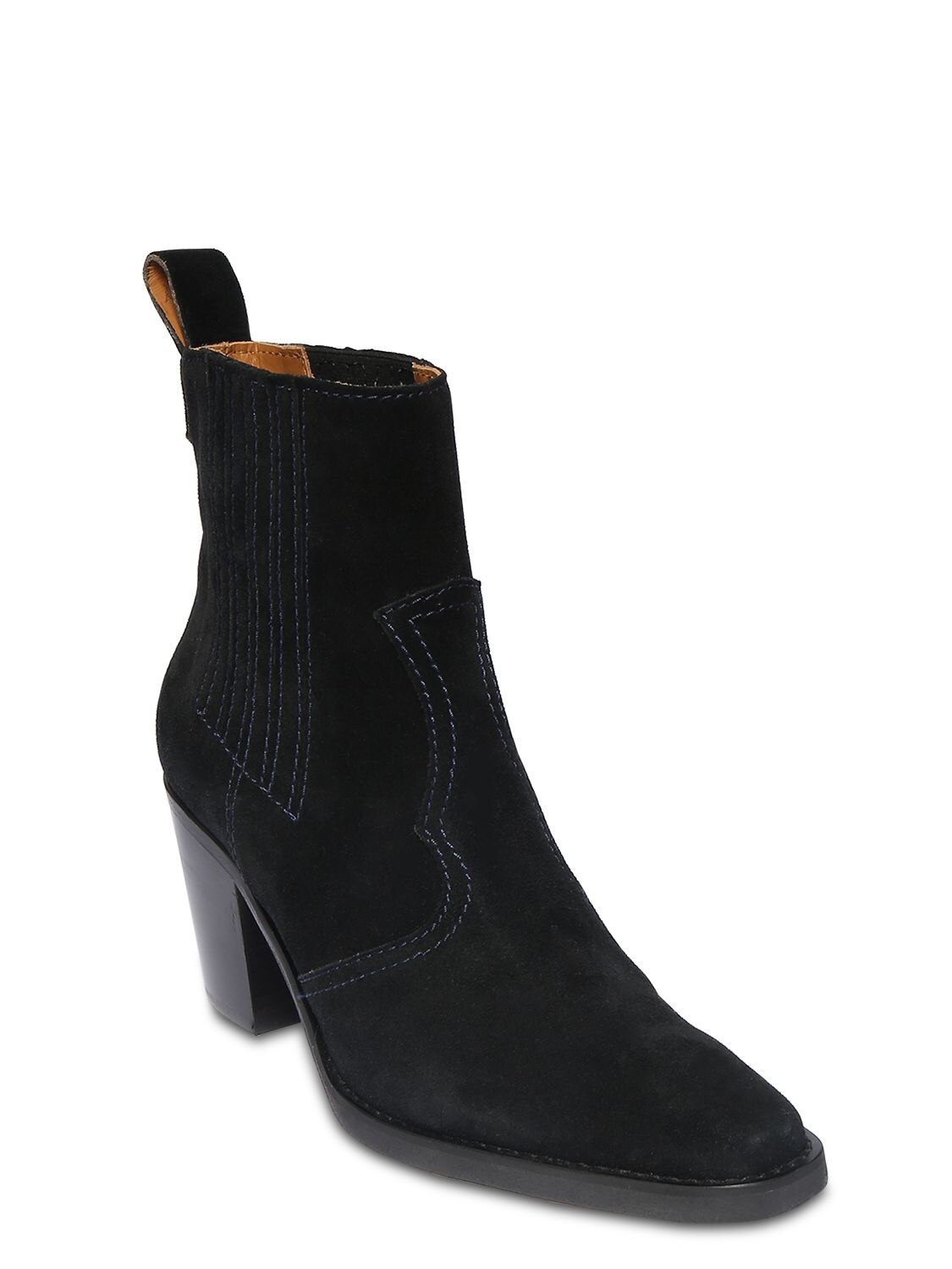 ganni western suede ankle boots