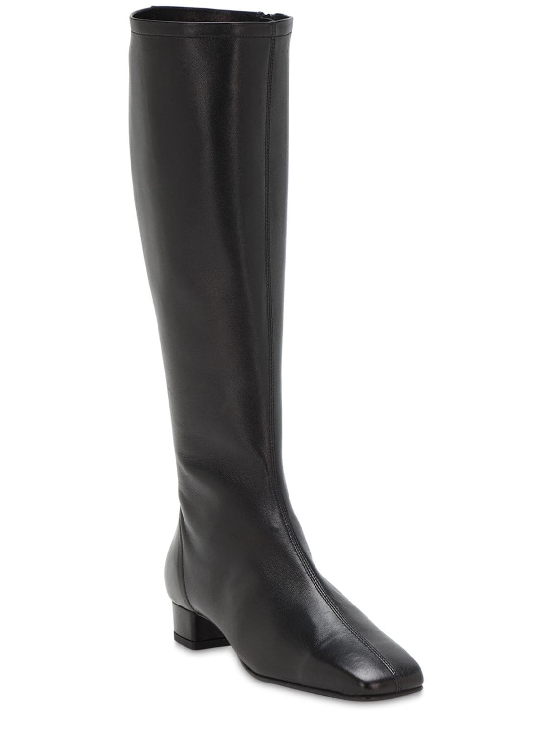 Shop By Far 30mm Edie Leather Tall Boots In Black