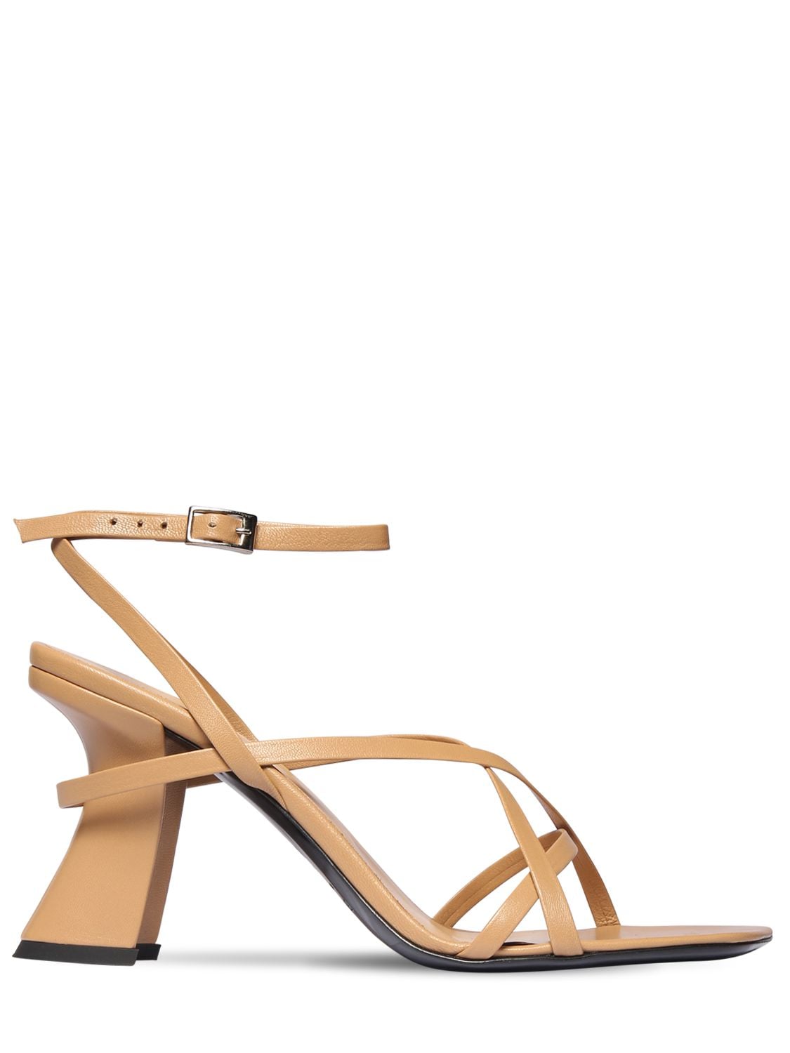 By Far 95mm Kersti Leather Sandals In Beige