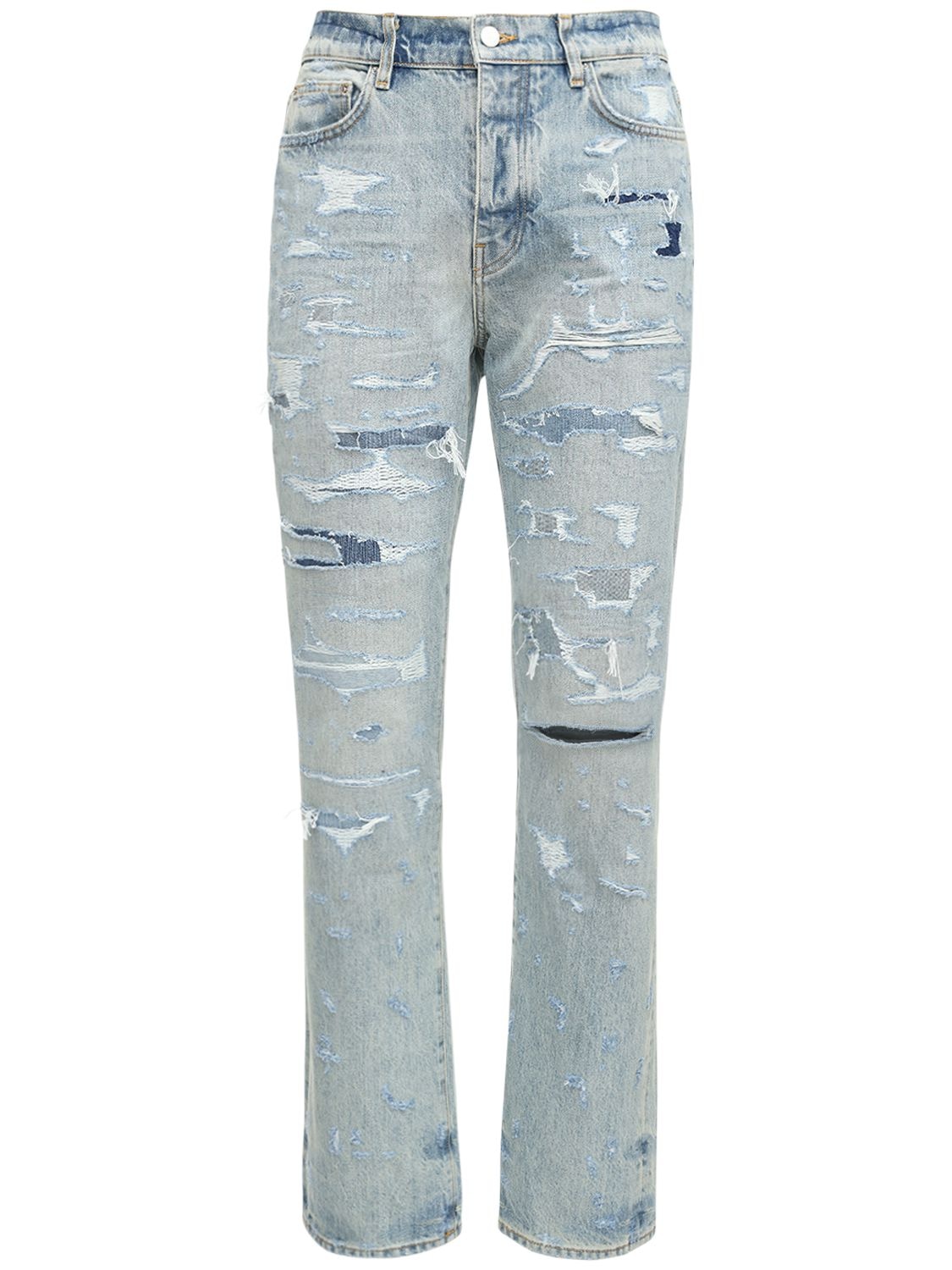 19cm Destroyed Relax Cotton Denim Jeans