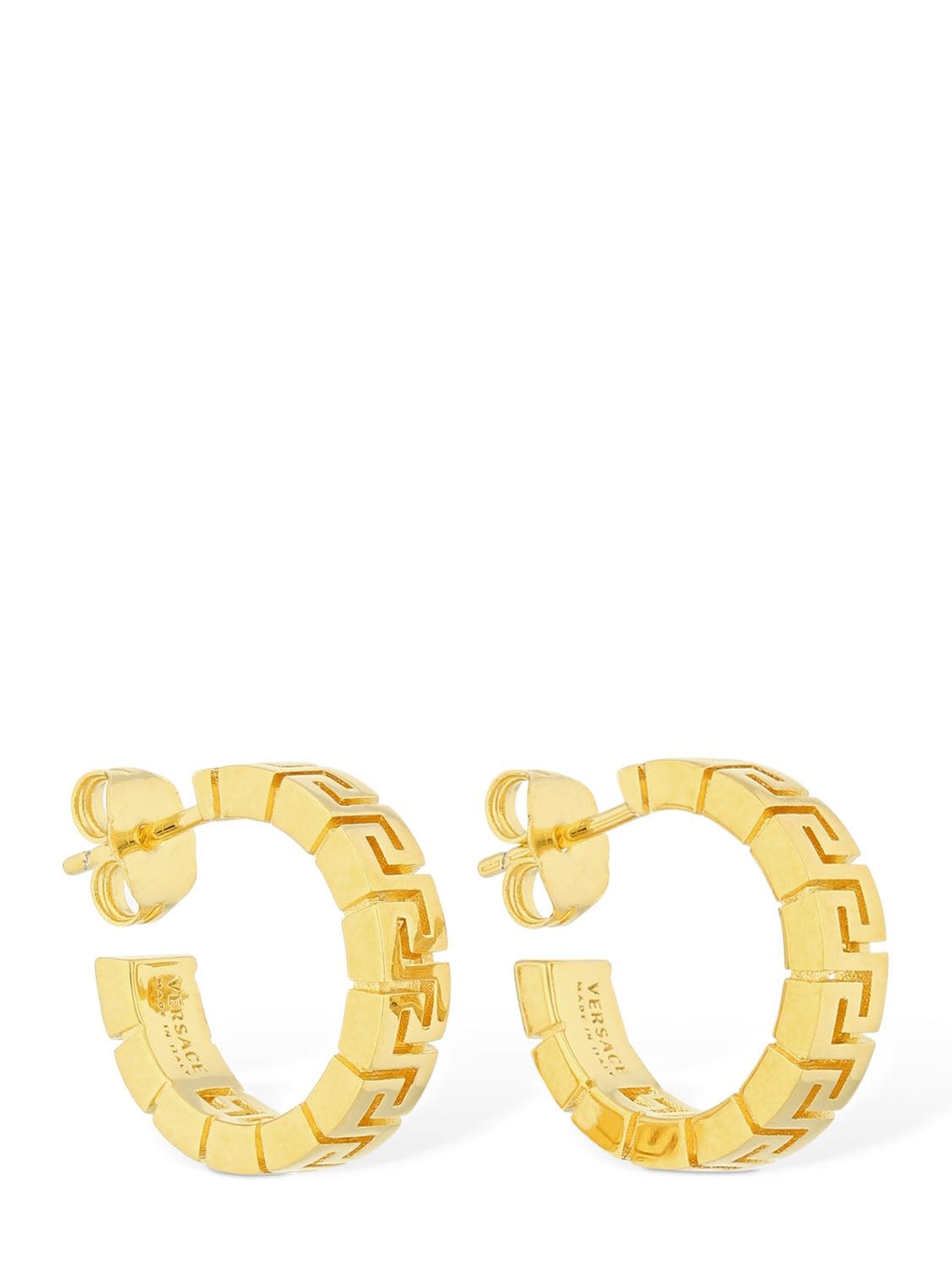 Versace Greek Motif Mini Hoop Earrings In Gold