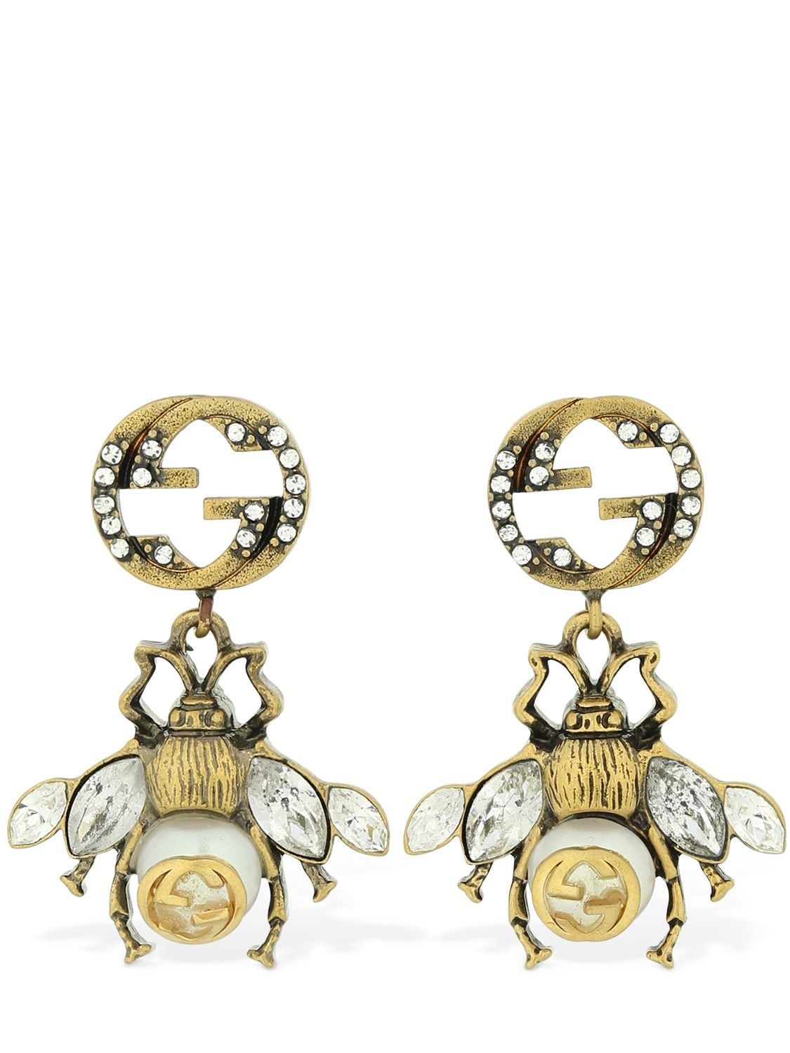 Bee Motif Crystal Embellished Earrings