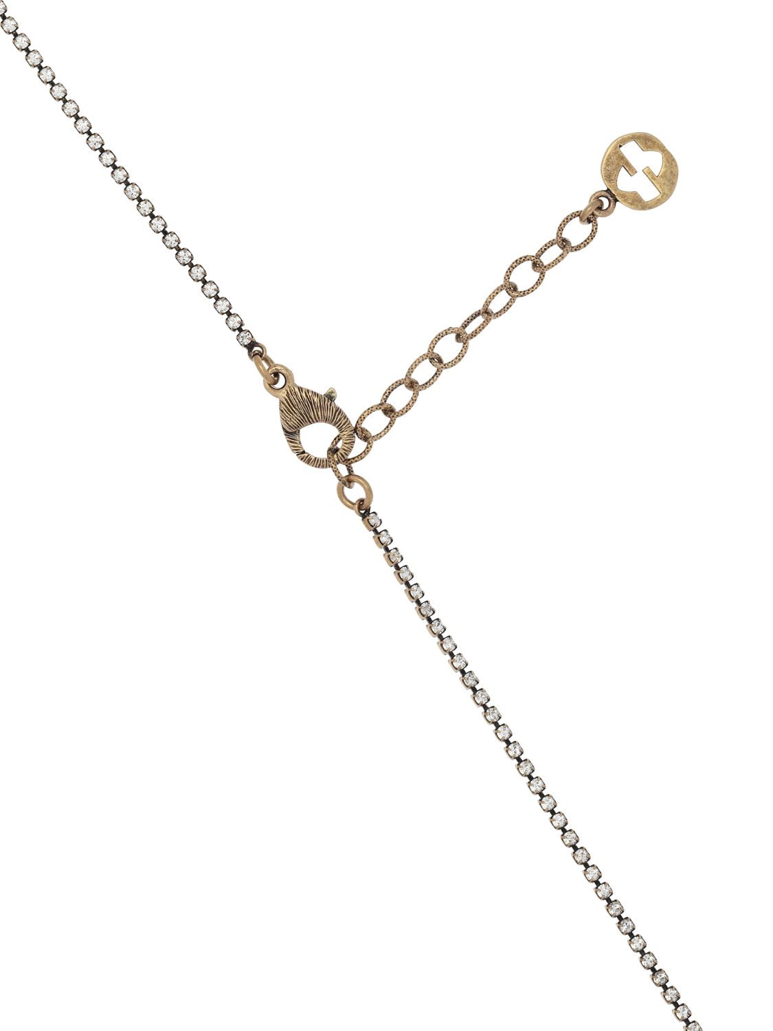 Shop Gucci Bee Motif Crystal Charm Necklace In Gold,crystal