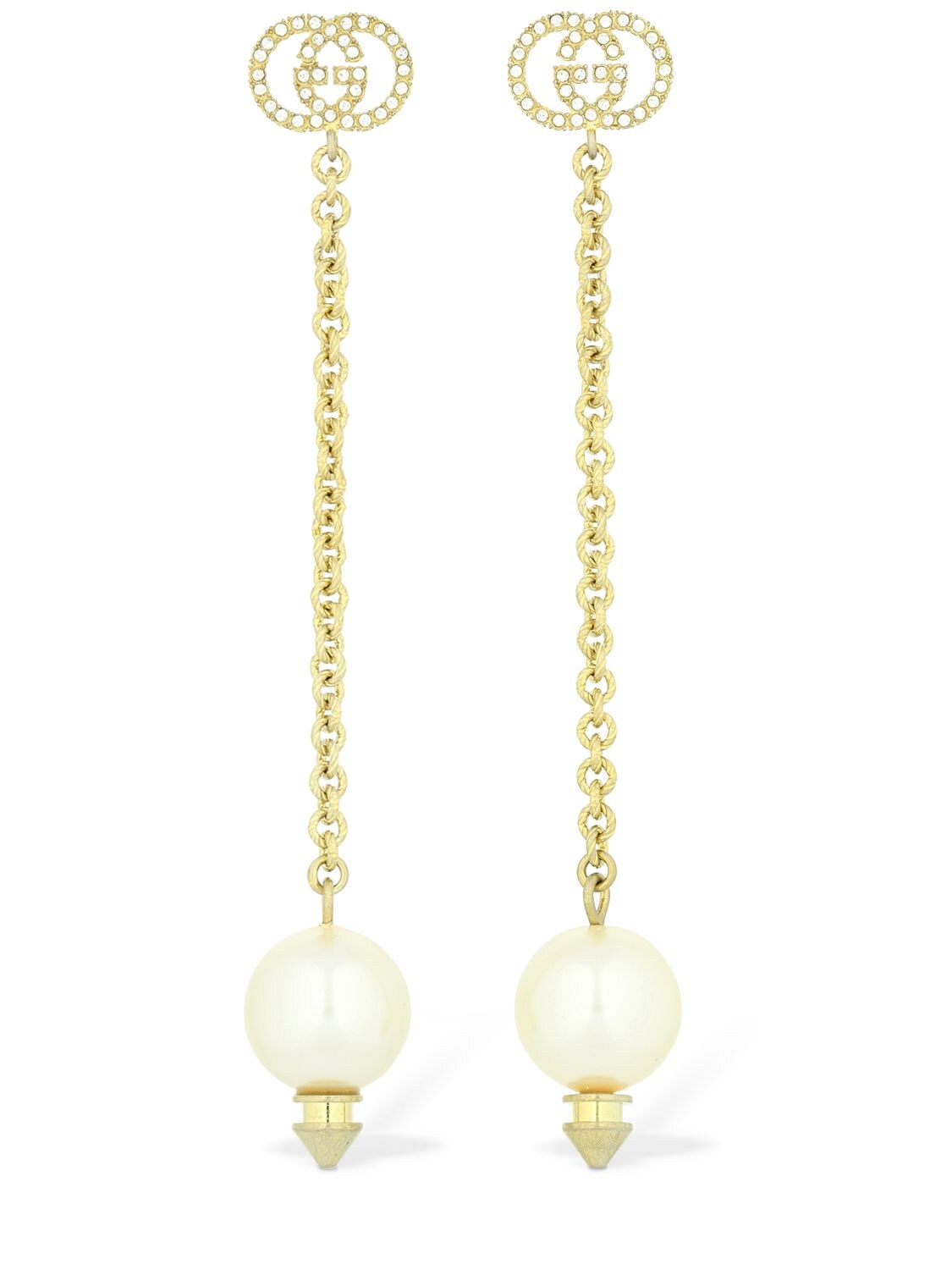 gucci double g pearl earrings