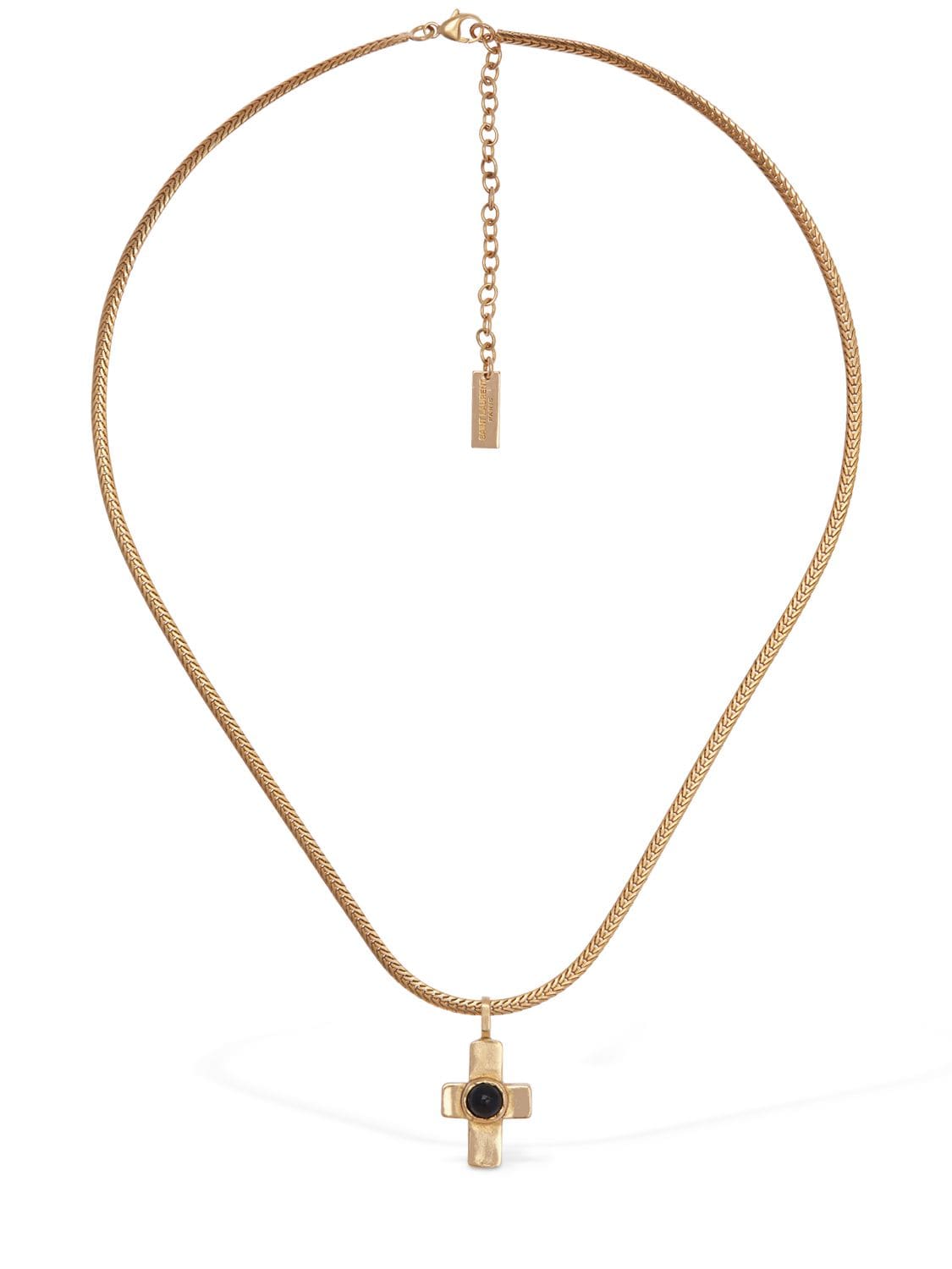 Saint Laurent Cross Charm Short Necklace In Gold