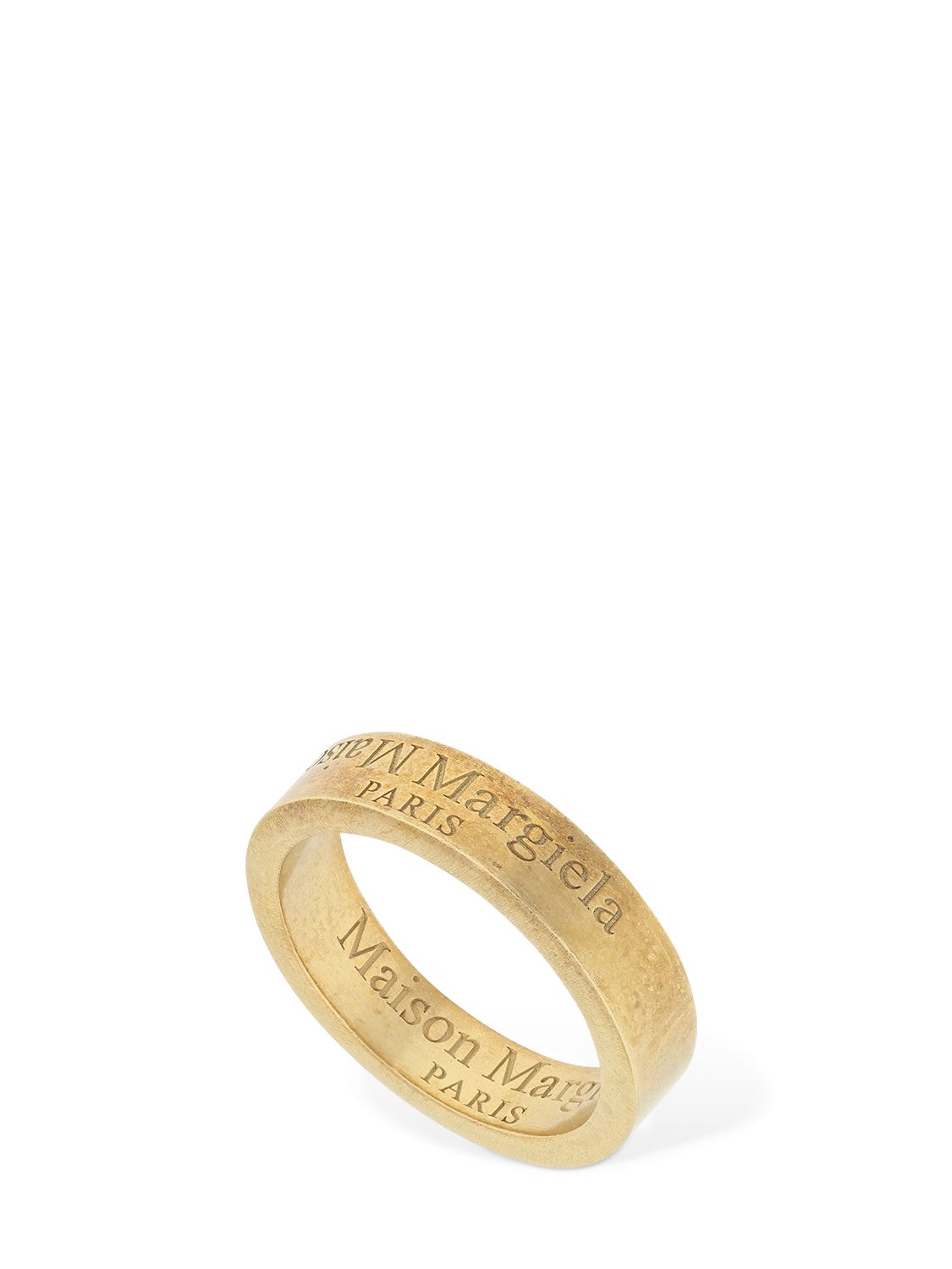 Maison Margiela Upside Down Logo Band Ring In Gold