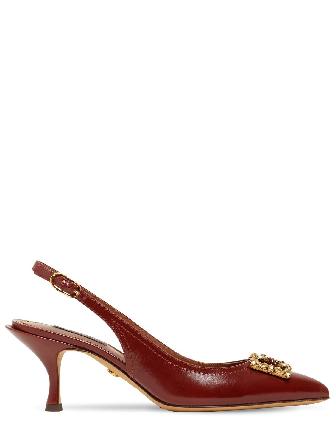 Dolce & Gabbana 60mm Leather Sling Back Pumps In Brown