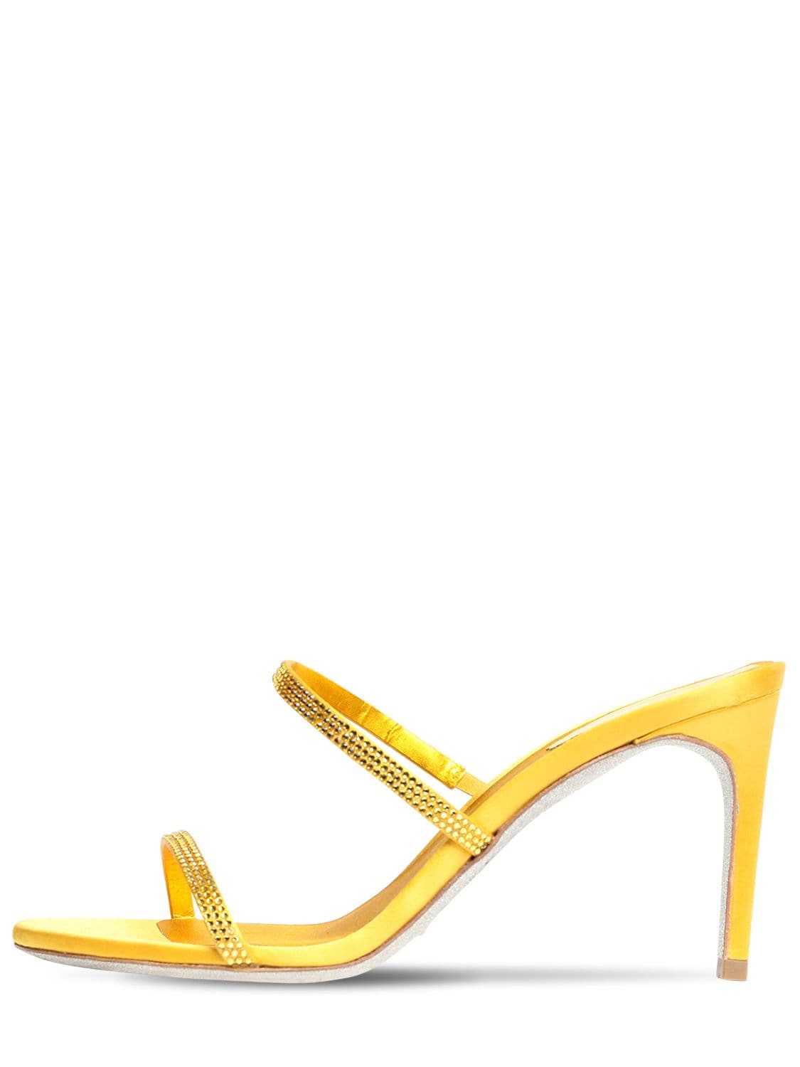 René Caovilla 80mm Embellished Satin Sandals In Yellow