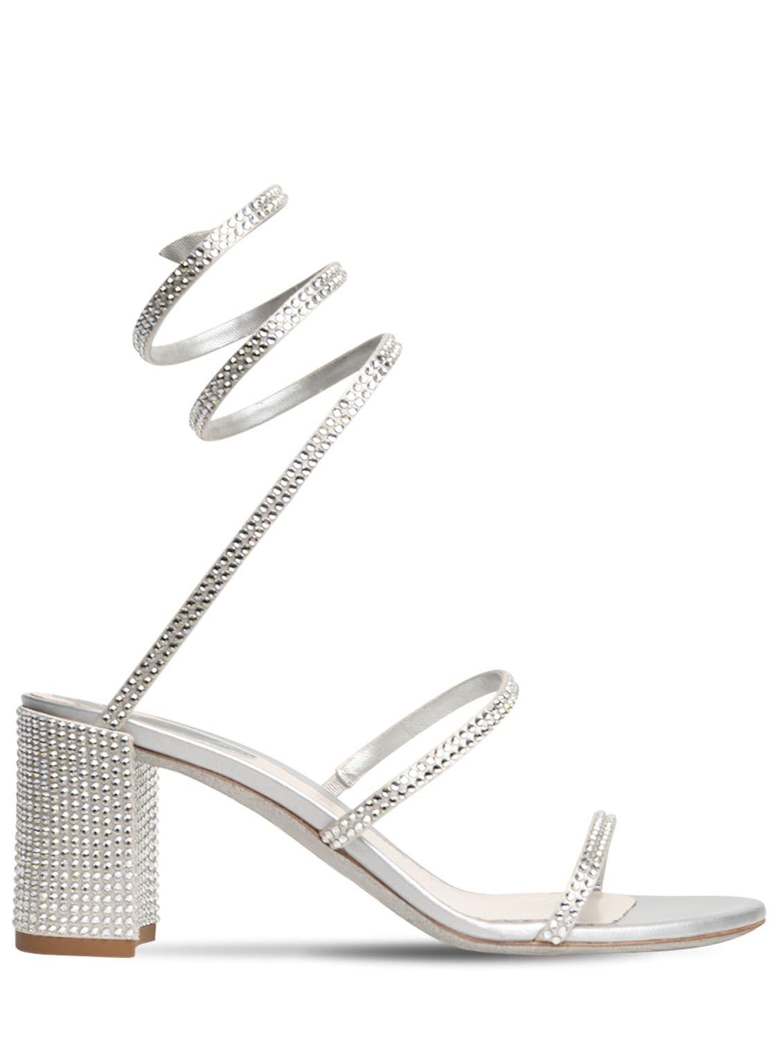 René Caovilla 65mm Embellished Satin Sandals In Silver