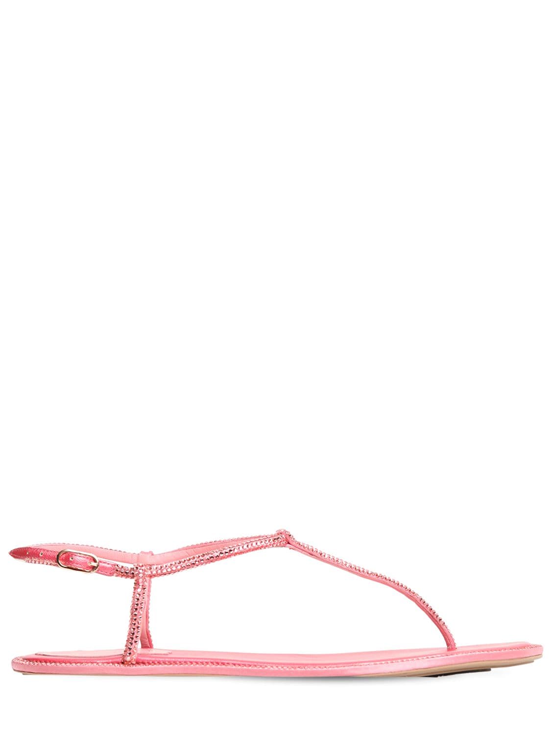 René Caovilla 10mm Embellished Satin Thong Sandals In Pink