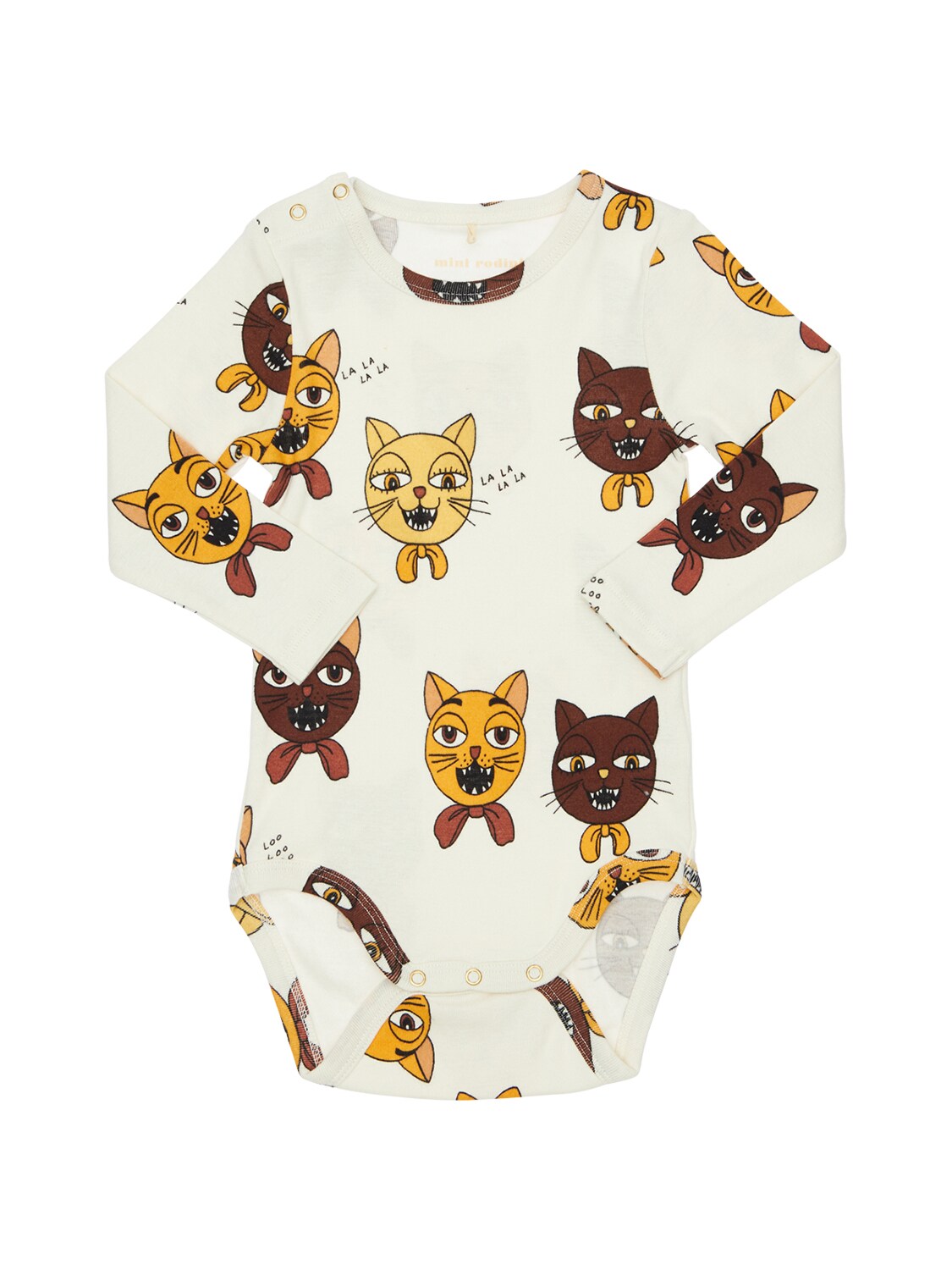 MINI RODINI CAT PRINT ORGANIC COTTON JERSEY BODYSUIT,72I8YH042-T0ZGIFDISVRF0