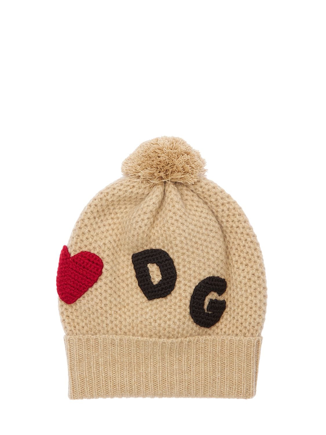 Dolce & Gabbana Kids' 羊毛&羊绒针织帽 In Beige