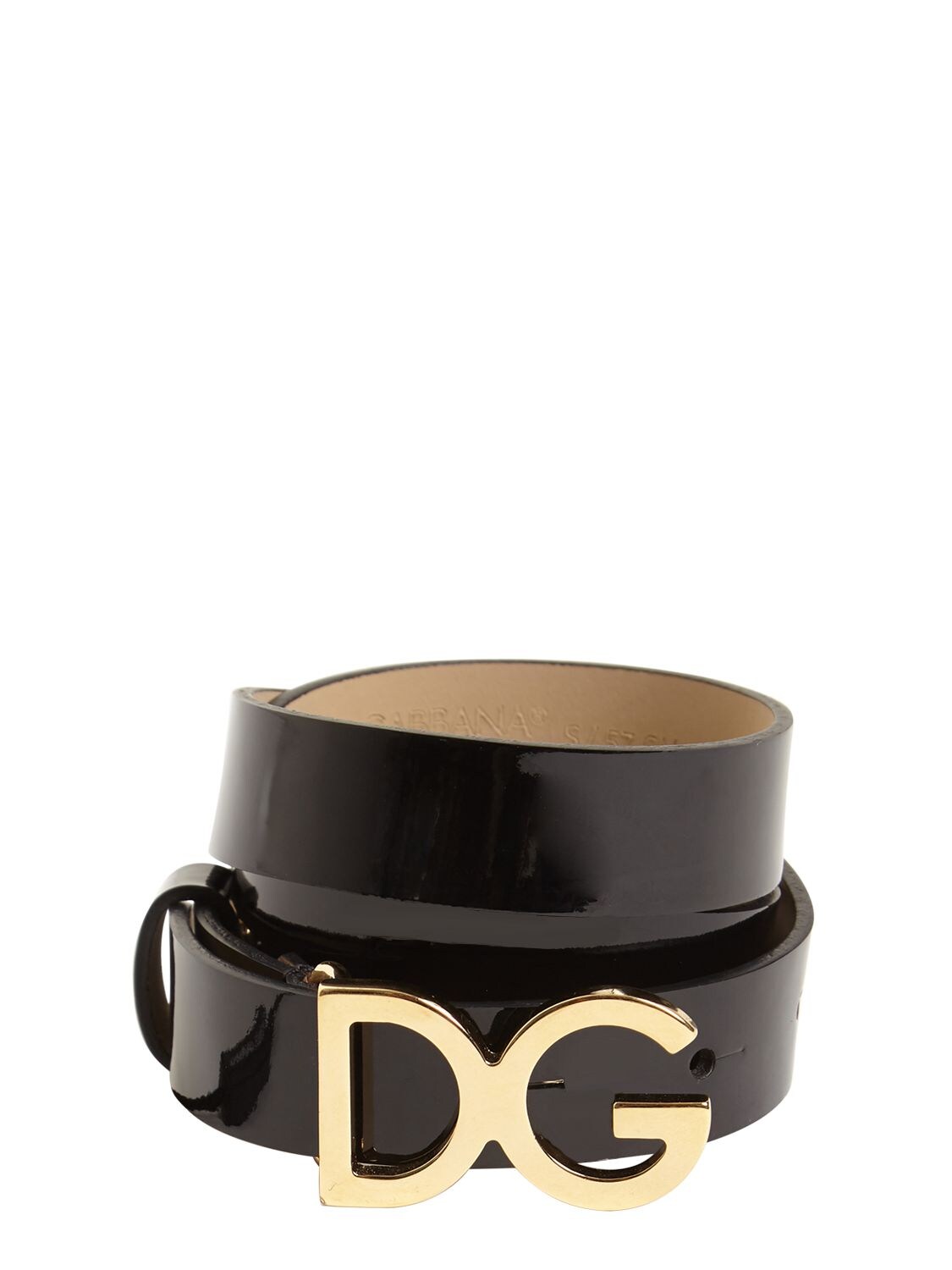 Dolce & Gabbana Kids' Faux Patent Leather Belt In Black