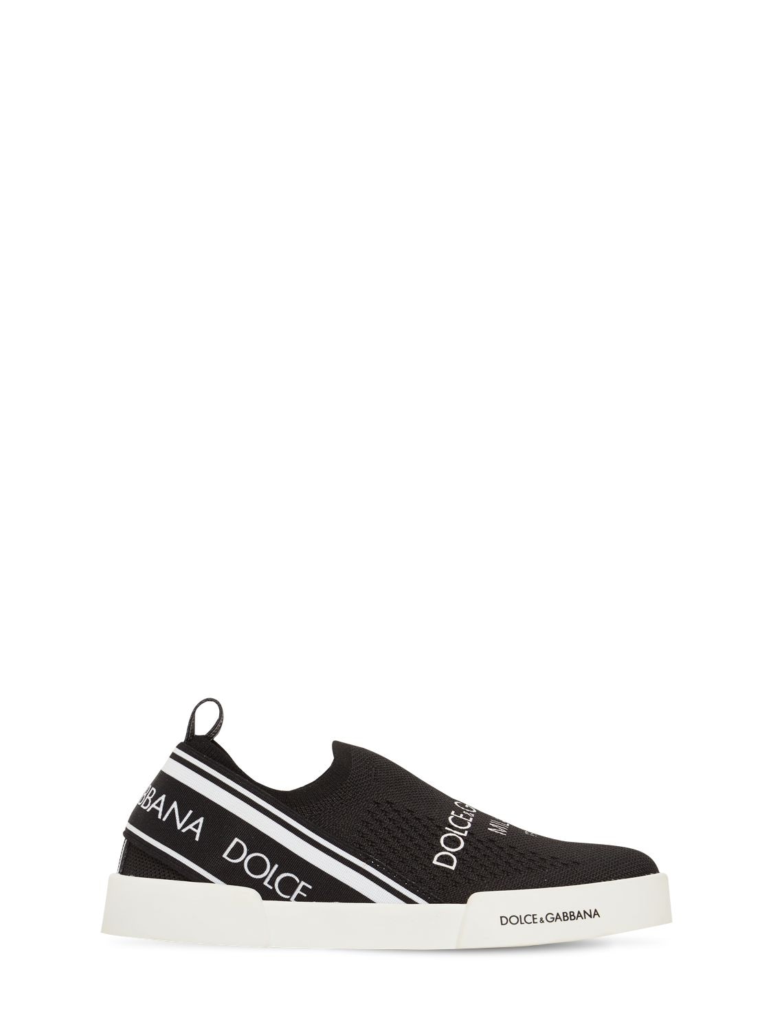 Dolce & Gabbana Kids' Neoprene Slip-on Sneakers In Black
