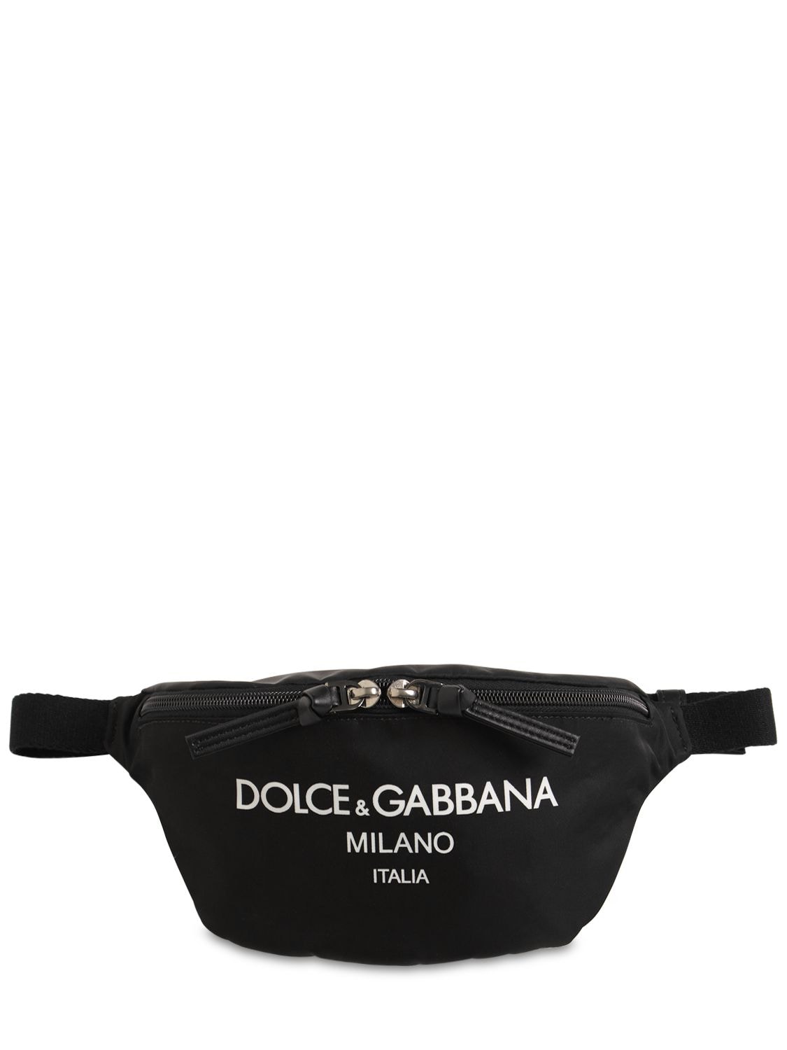 Dolce & Gabbana Logo Print Nylon Belt Bag In Black