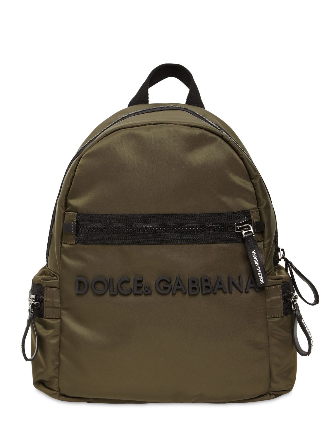 Dolce & Gabbana Kids' Logo尼龙双肩包 In Military Green