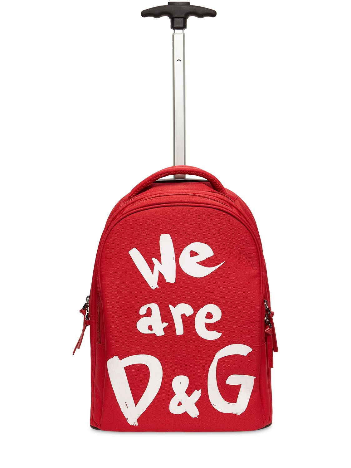 Dolce & Gabbana Kids' Nylon Canvas Rolling Backpack In Red