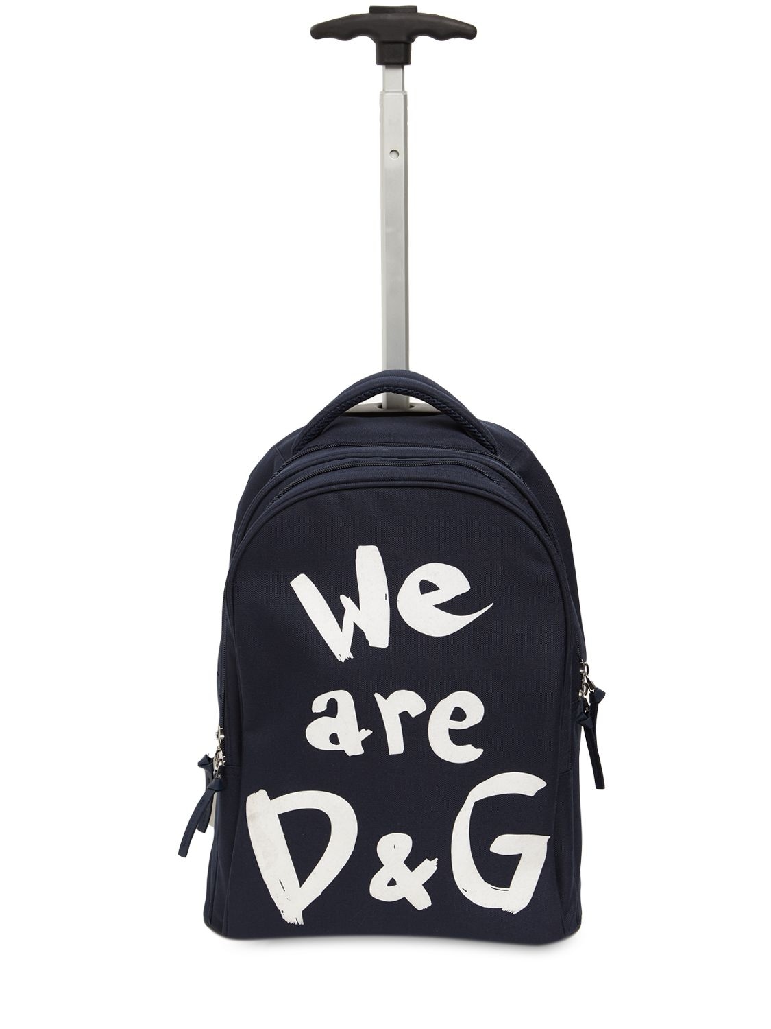 Dolce & Gabbana Kids' Nylon Canvas Rolling Backpack In Blue