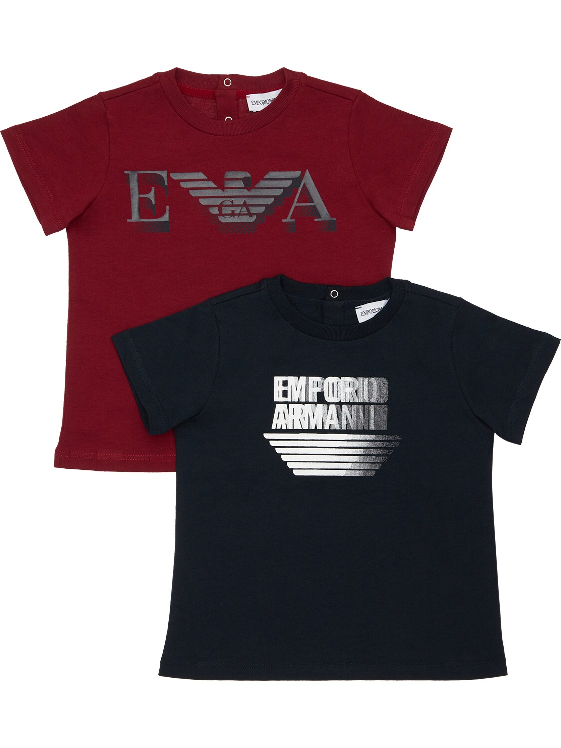 Emporio Armani Kids' Set Of 2 Cotton Jersey T-shirts In Red,navy