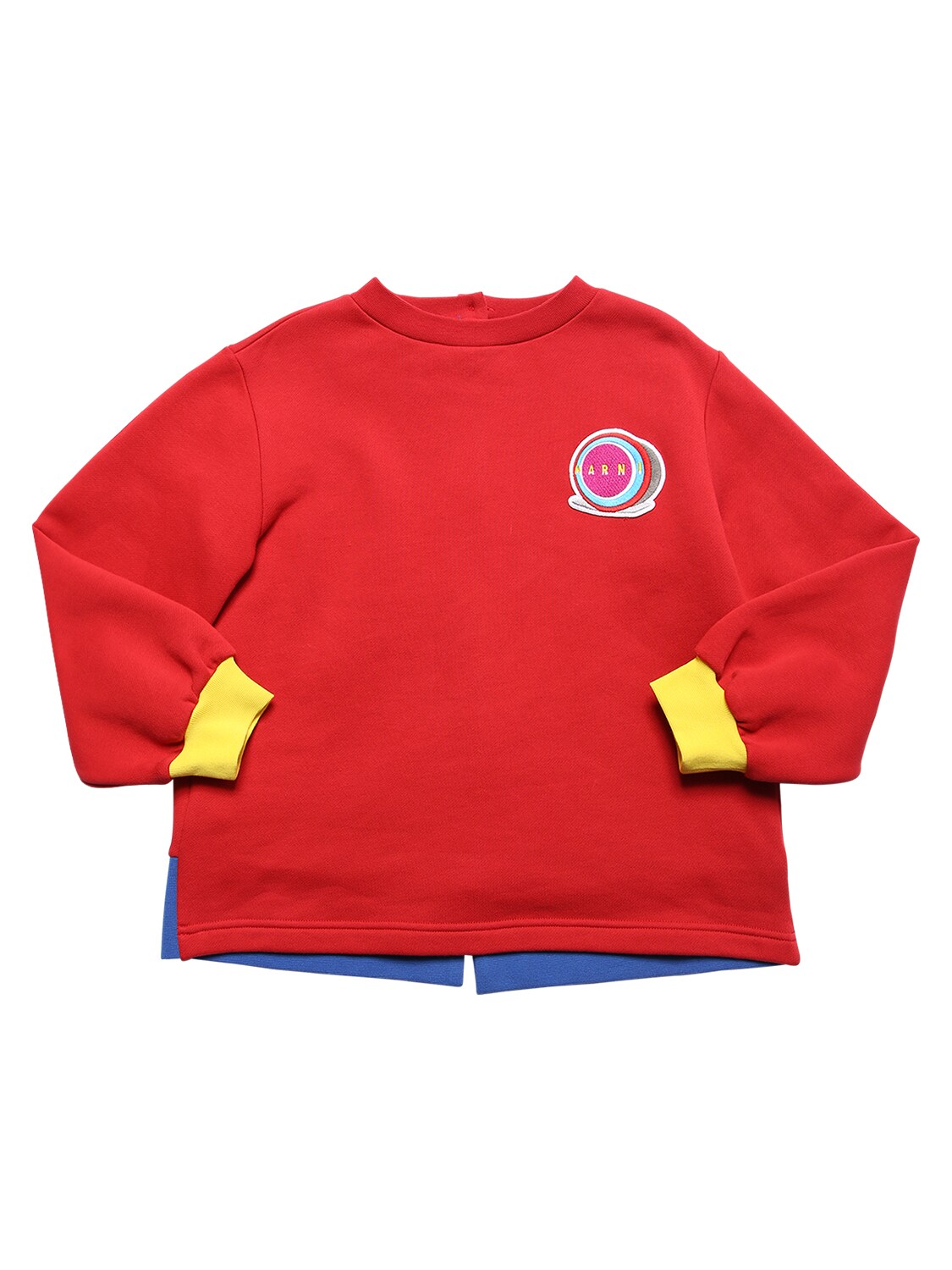 Marni Junior Kids' Cotton Sweatshirt W/ Logo Patch In Red