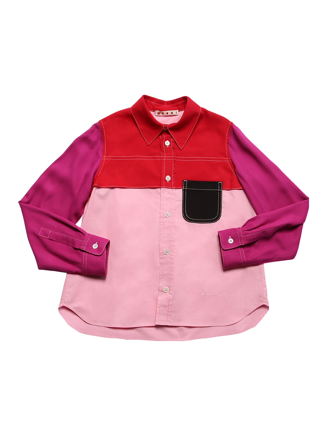 Marni Junior Kids' Color Block Viscose Shirt In Multicolor