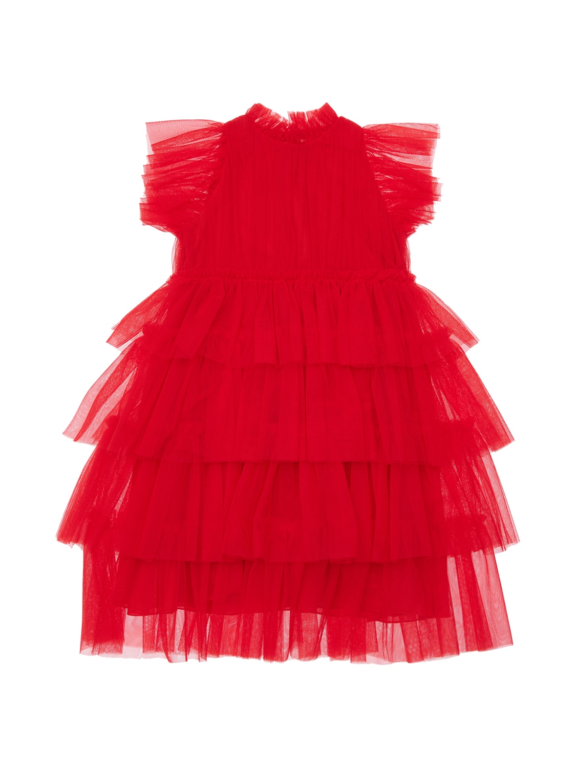 Il Gufo Kids' Layered Stretch Tulle Party Dress In Red