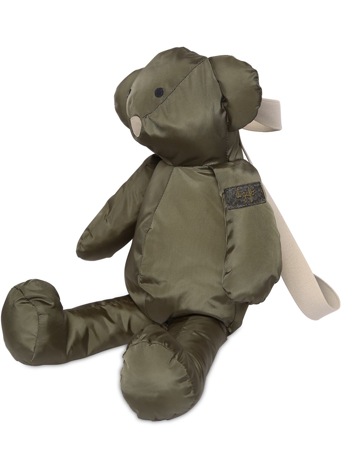 Il Gufo Kids' Nylon Bear Backpack In Military Green