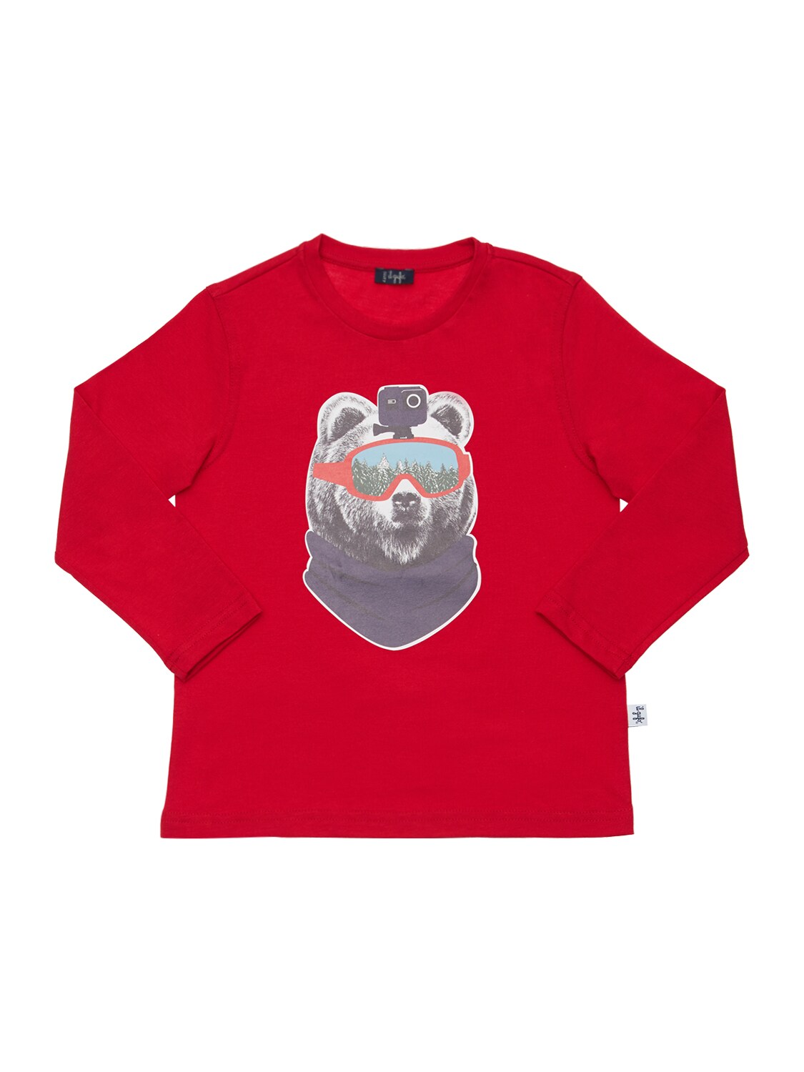 Il Gufo Kids' Bear Print Cotton Jersey T-shirt In Red