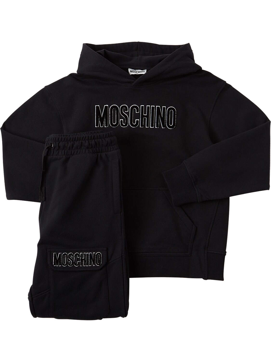 black sweatpants and hoodie
