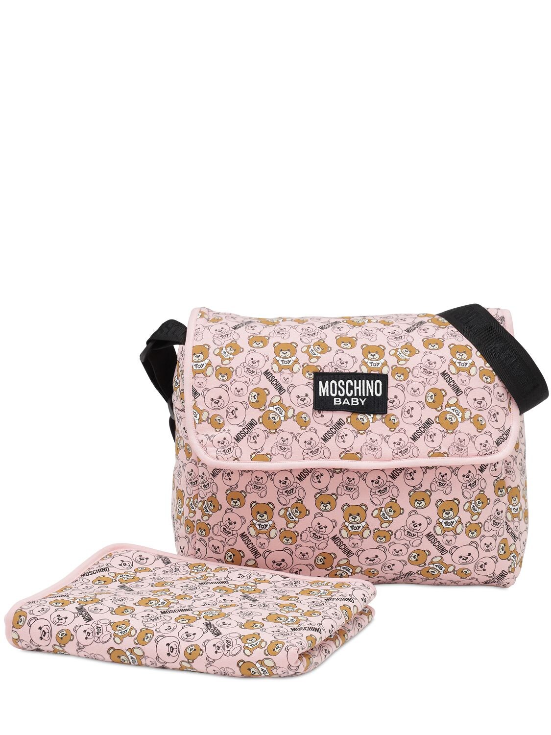 Moschino Kids' Cotton Changing Bag & Changing Mat In Pink