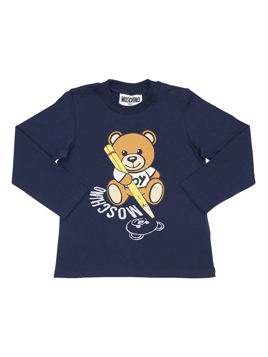 Moschino - Toy print l/s cotton jersey t-shirt - Navy | Luisaviaroma