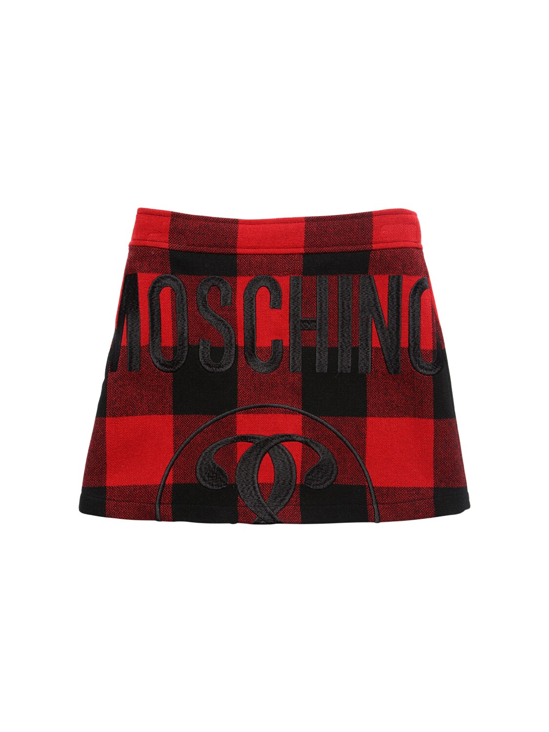 Moschino Kids' Tartan Wool Blend Skirt In Red