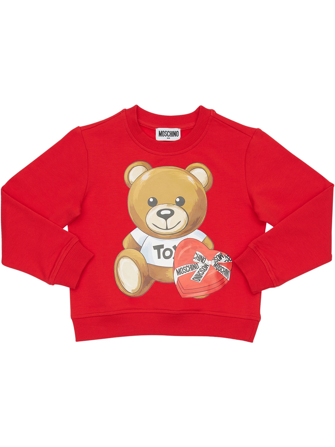 Moschino Kids' Toy Bear Print Cotton Sweatshirt In Red | ModeSens