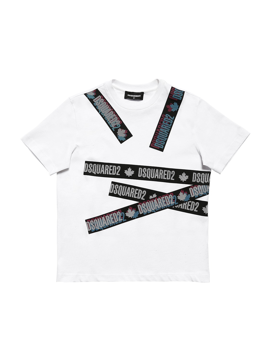 Dsquared2 Kids' Cotton Jersey T-shirt W/ Logo Tape In White