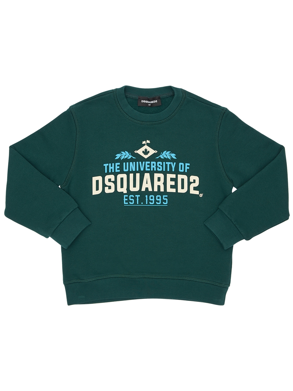 Dsquared2 Kids' University Printed Cotton Sweatshirt In Green