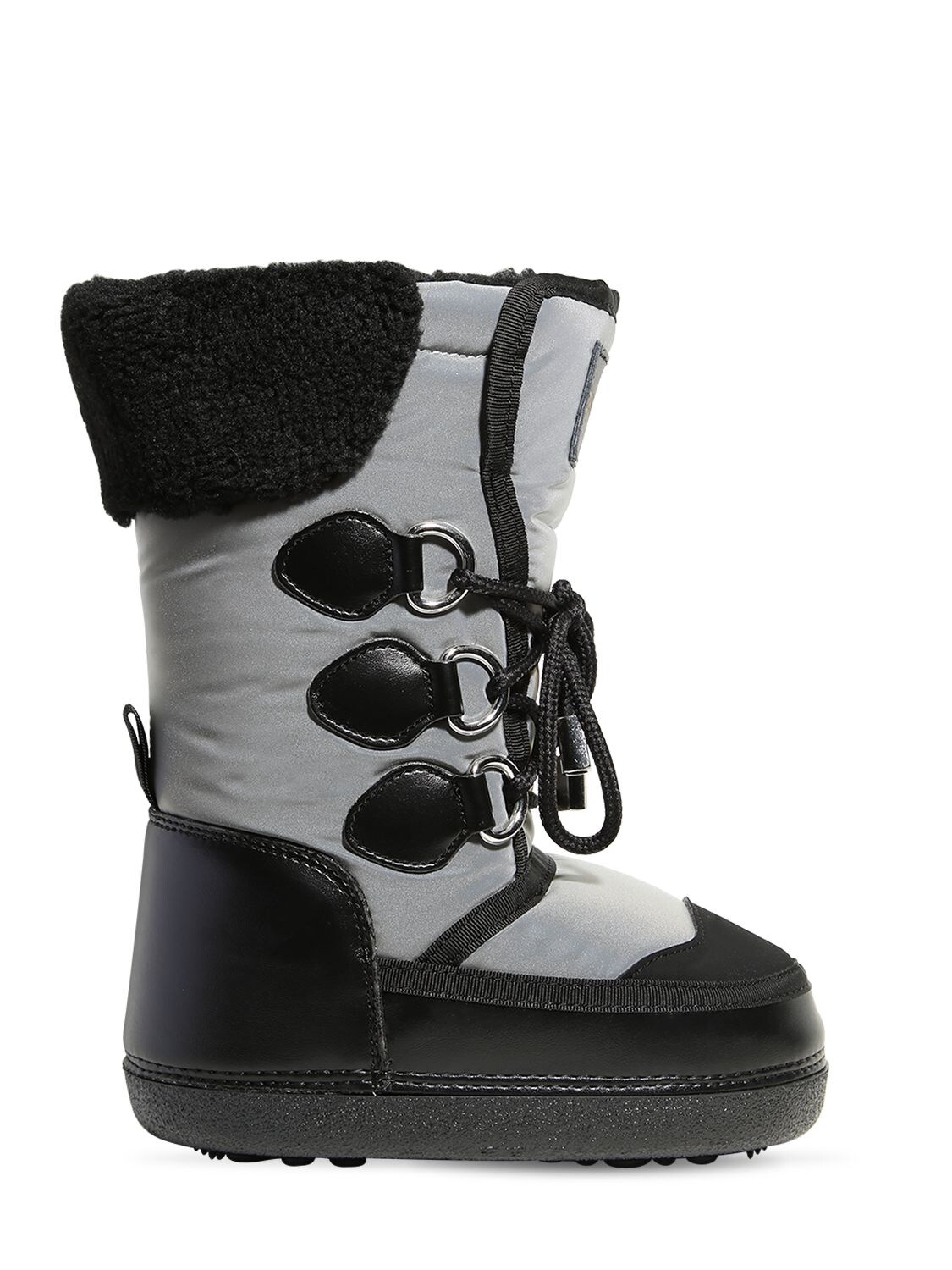 Dsquared2 Kids' Reflective Nylon Boots In Silver