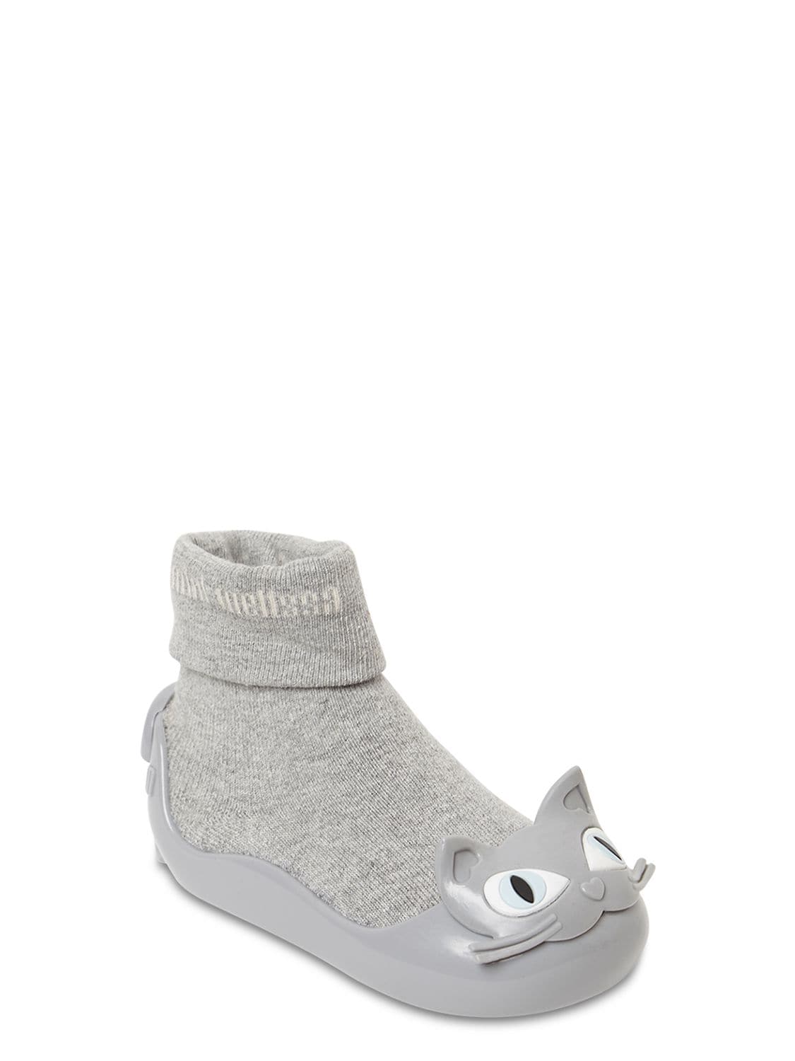 Mini Melissa 针织袜子&橡胶芭蕾平底鞋 In Grey