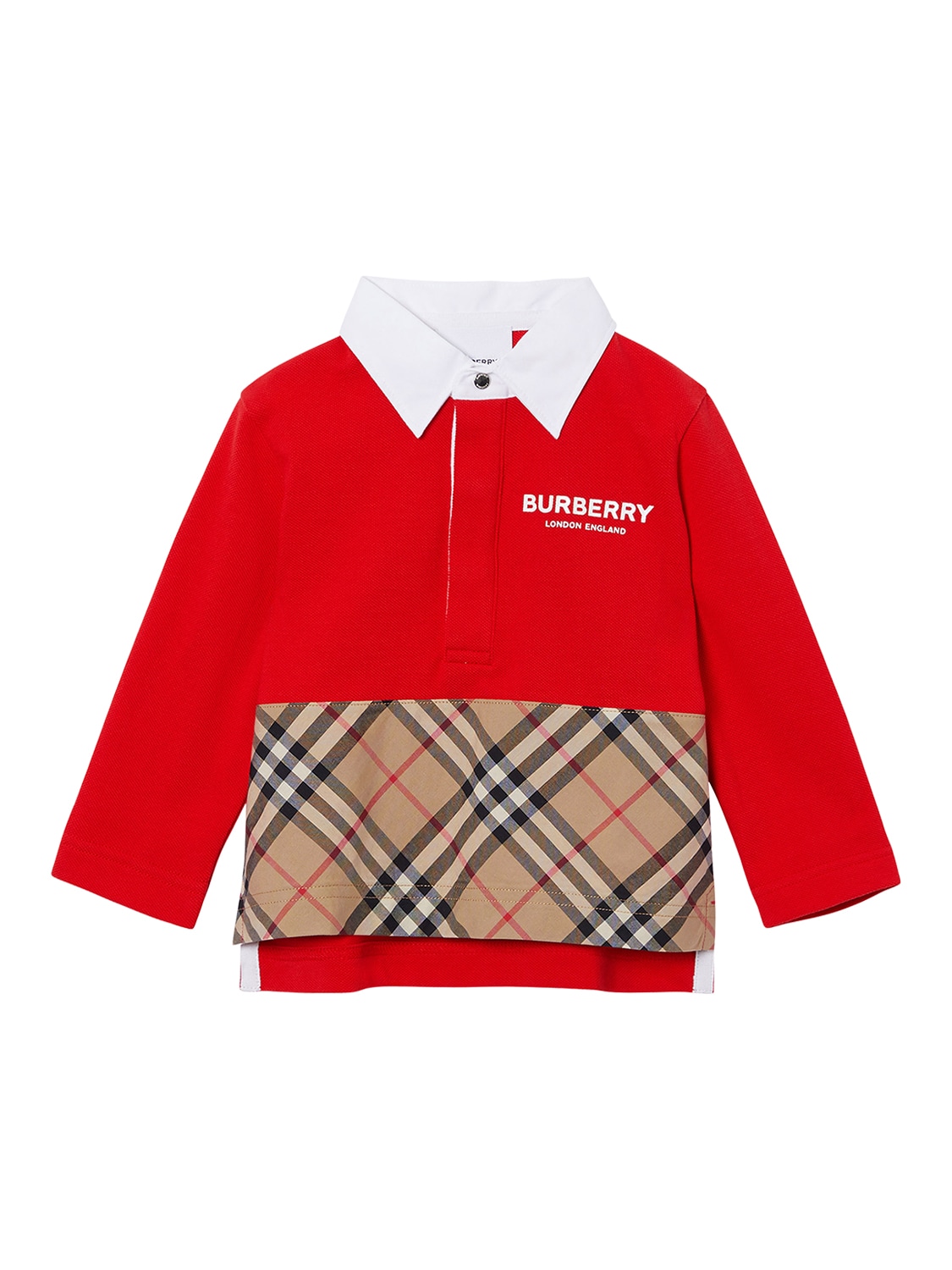 Burberry Kids' Cotton Piqué & Poplin Polo Shirt In Red