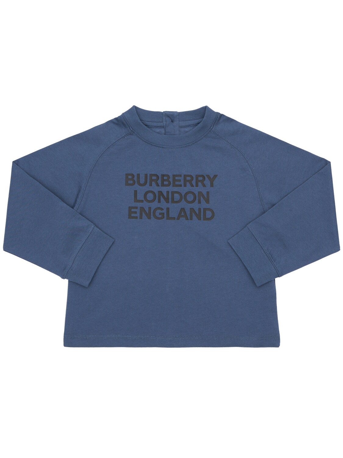 Burberry Babies' Logo Printed Long Sleeve T-shirt In Navy