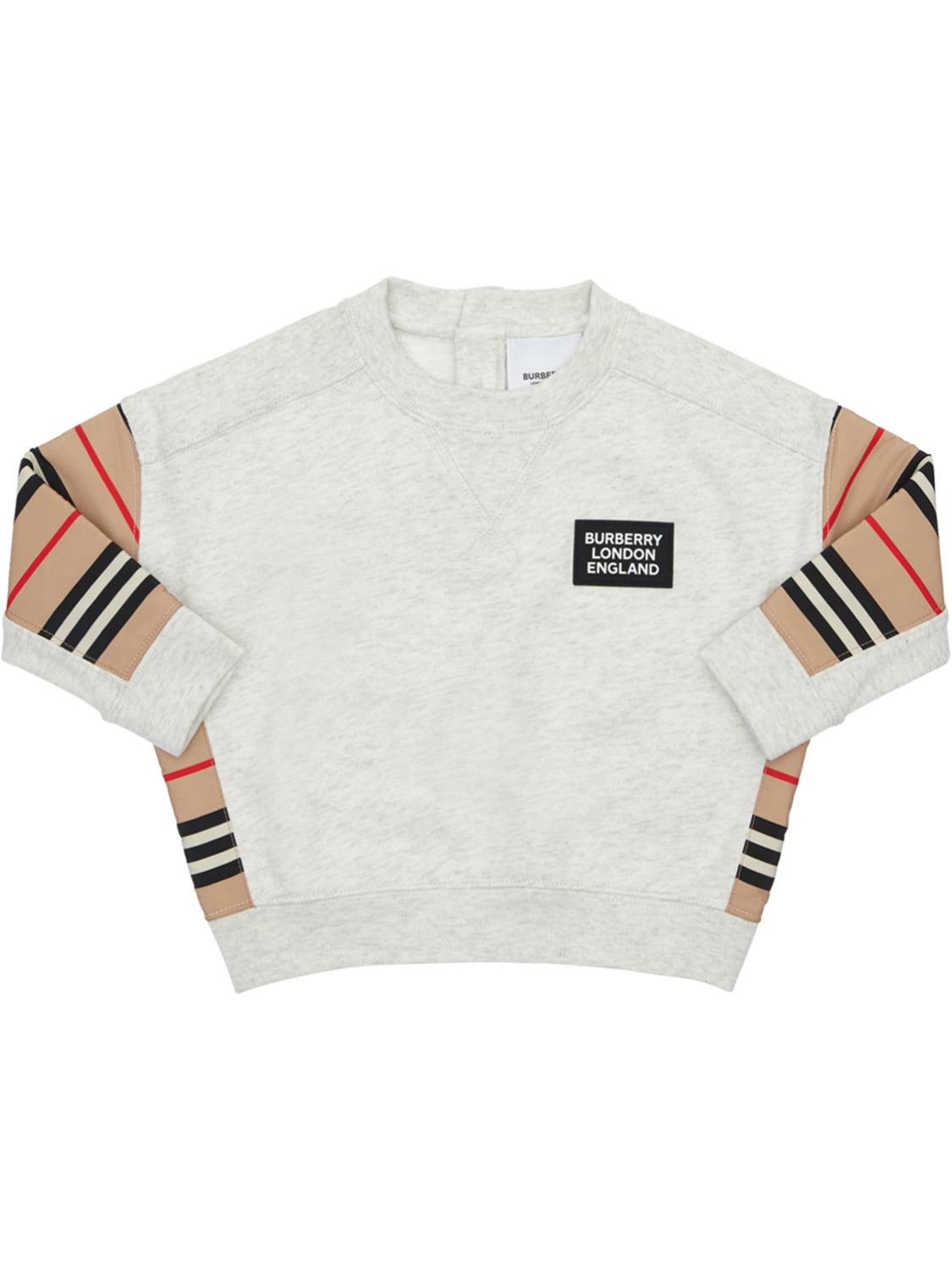 Burberry Kids' Cotton Sweatshirt W/ Check Details In Grey