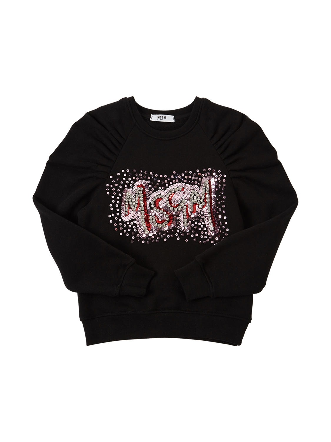 Msgm Embellished Cotton Sweatshirt In Black
