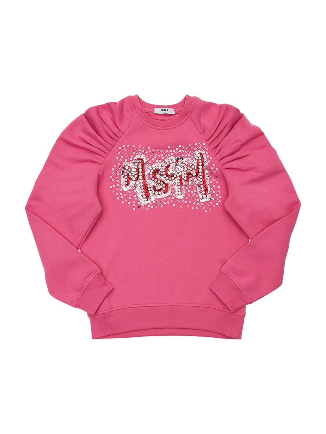 Msgm Kids' Embellished Cotton Sweatshirt In Pink