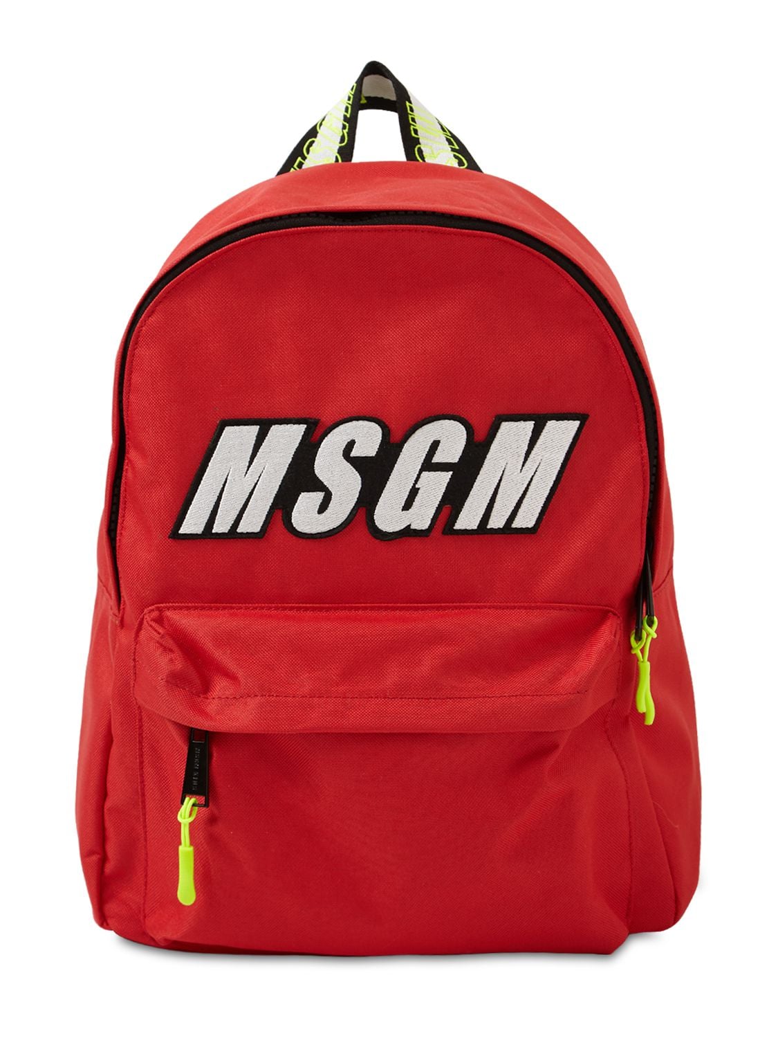 Msgm Kids' Logo Nylon Backpack In Red