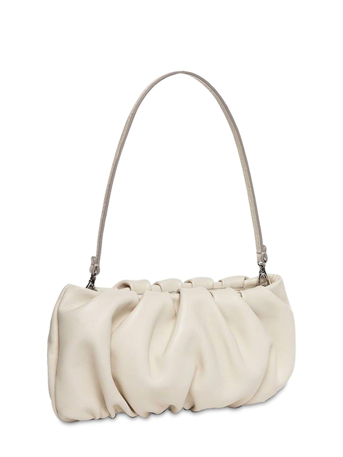 Shop Staud Bean Leather Shoulder Bag In Cream