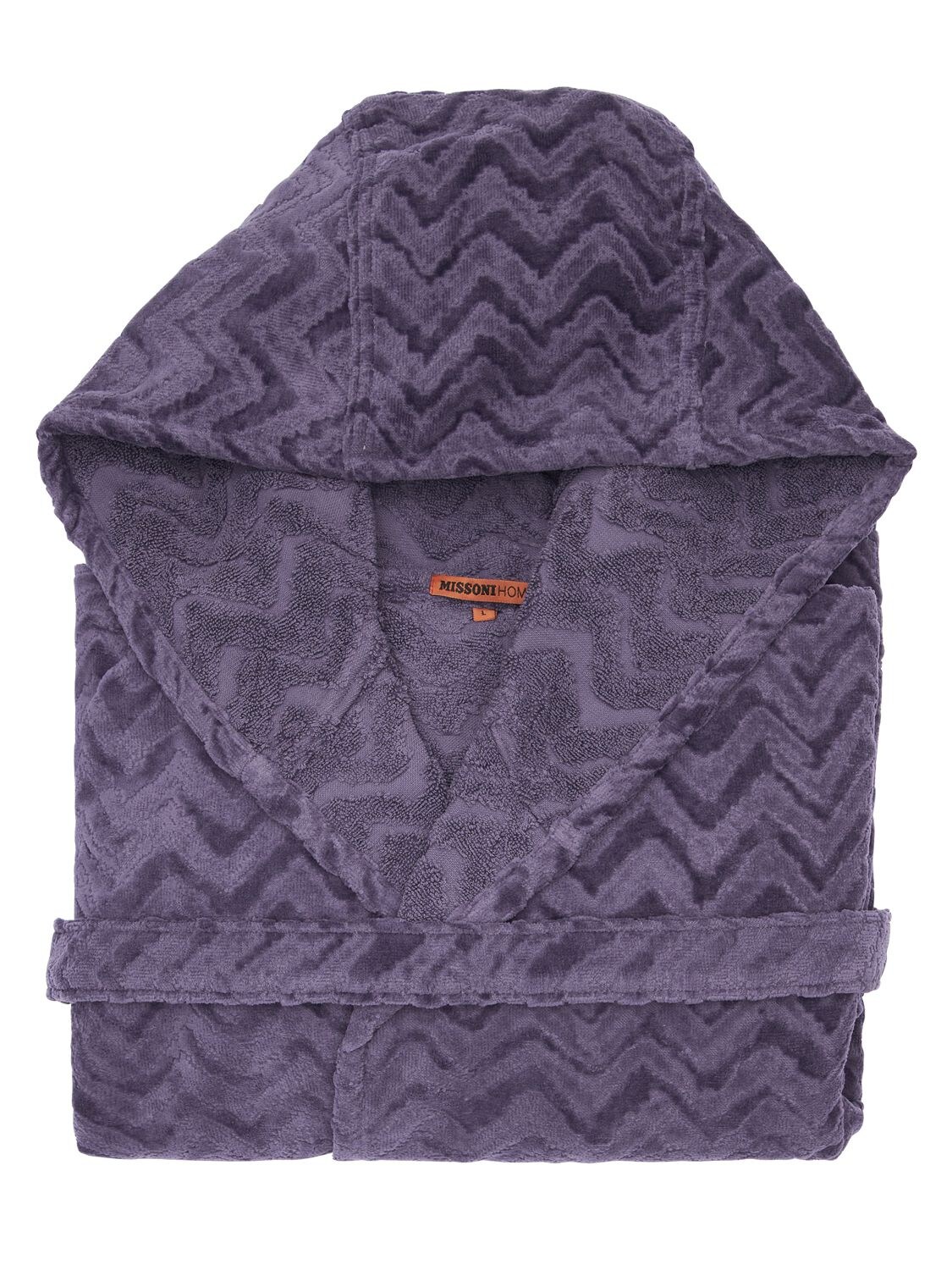 Missoni Rex Hooded Cotton Bathrobe In Purple