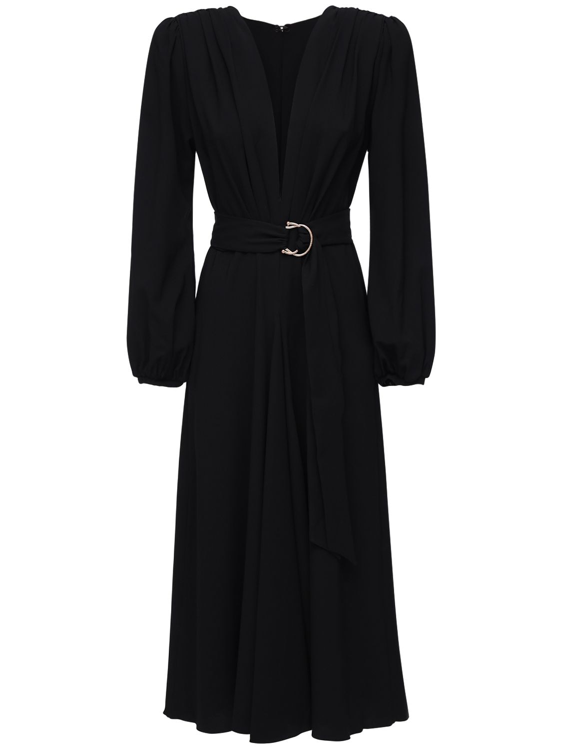 Maria Lucia Hohan Rury Wrap Crepe Midi Dress In Black