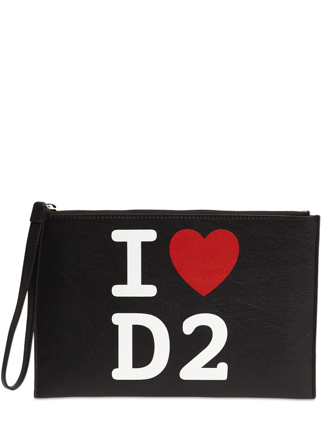 DSQUARED2 LOGO PRINTED LEATHER POUCH,72IA0Y009-MJEYNA2